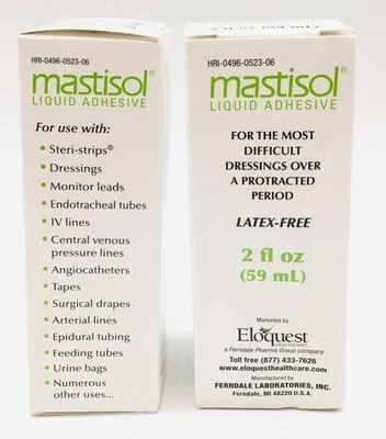 Mastisol 0496-0523-06 Liquid Adhesive 2 fl oz - LOT of 2 - NEW