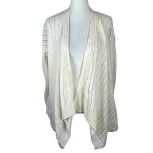 Lou & Grey Cream Open Front Waterfall Wool / Alpaca Blend Fuzzy Cardigan - Picture 1 of 7