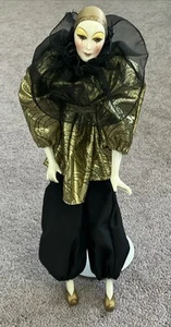 VINTAGE PORZELLAN PIERROT HARLEKIN NARR SAMMLERPUPPE 16,5 ZOLL - Bild 1 von 24