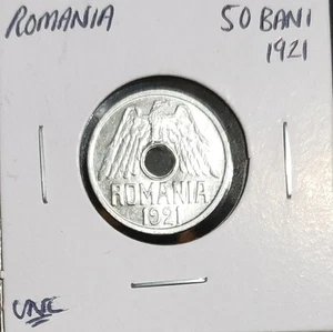 Romania 50 Bani 1921. Bianco non circolato di alta qualità. Colpito In Svizzera - Foto 1 di 2