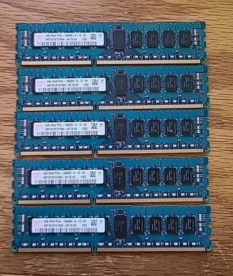 Hynix 20GB (4GBx5) HMT351R7CFR8A-H9 PC3L-10600R DDR3L-1333 SERVER RAM - Image 1 of 3