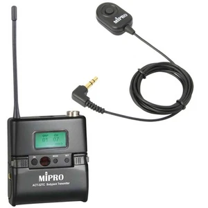 Transmisor de bolsillo inalámbrico Mipro ACT-32TC recargable con silenciador MJ-70 - Imagen 1 de 6