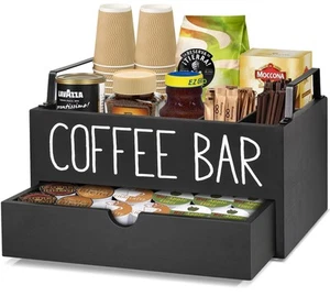 Organizador de Estación de Café con Cajón Organizador de Accesorios de Cafetera de Madera - Imagen 1 de 7