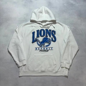 Detroit Lions Hoodie Womens Large Graphic Sweatshirt White NFL Football Soft Y2K - Picture 1 of 7