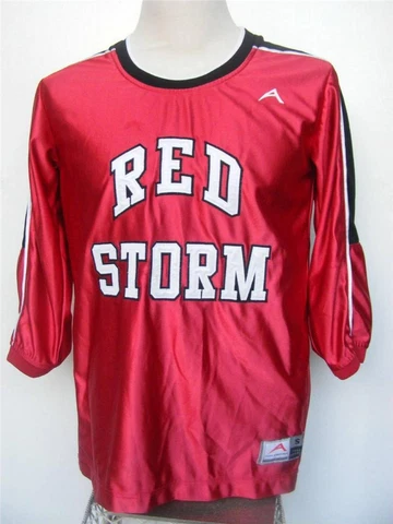 ST John's University RED STORM Silky Satin Shirt 40 Vtg 80s Sports Athletics S Cover