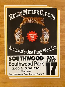 Kelly Miller Circus 3 Tigers Southwood Park 19" x 25" Poster Wild Animals Type - Picture 1 of 10