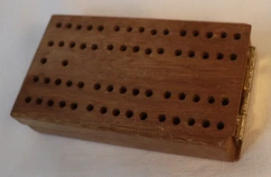 Vintage 60's Portable Cribbage Mini Wood Board Game - Picture 1 of 6
