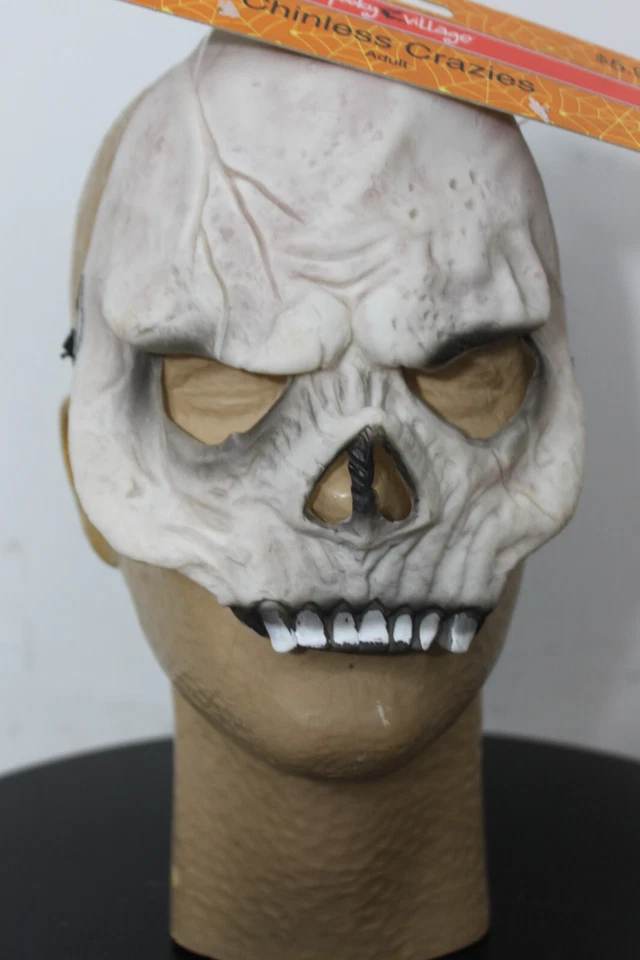 SKULL FACE MASK Half Head Vinyl Halloween Adult Costume Death - Image 1 of 1