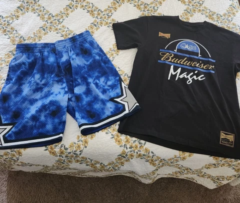 Mitchell And Ness Orlando Magic size L Galaxy Shorts And T-shirt Lot of 2. $145 Cover