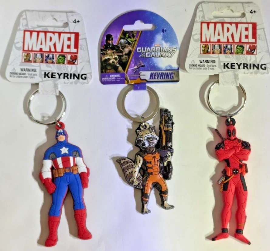 Marvel Deadpool / Capitán América / Rocket Raccoon Llaveros PVC Tacto Suave -NUEVO Foto 1 de 1