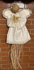Vintage Straw Angel  W/ Wings Figurine with XMAS Song Book, Handmade, 35" Tall