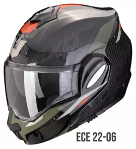 Helmet Tipper Motorcycle Scorpion EXO TECH EVO CARBON Rover GREEN LARGE 2206 - Picture 1 of 1