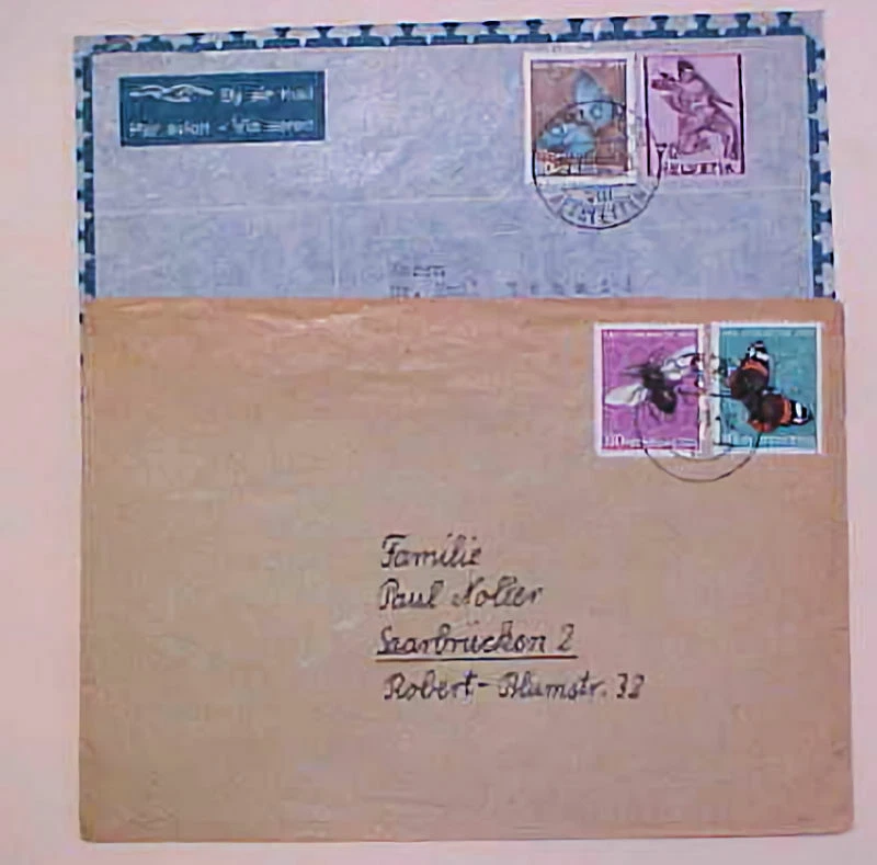 SWITZERLAND BUTTERFLY  30cents 1950 ,1952 COVERS  Foto 1 de 1