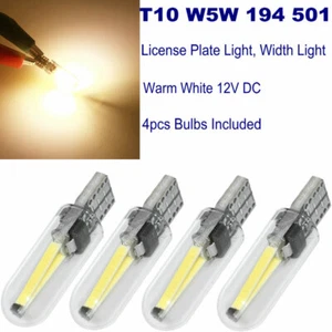 4xT10 194 168 W5W COB 2W LED Glass License Plate Light Width Light 12V WarmWhite - Picture 1 of 7