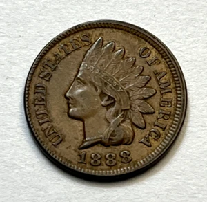 Schöne alte seltene 1888 US Indian Head One Cent Penny 1c hochwertige vz Typ Münze - Bild 1 von 4