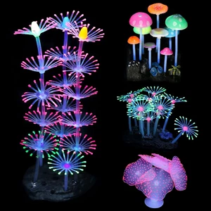 4 Pack Glow Aquarium Decorations Coral Reef Glowing Plant for Fish Tank - Picture 1 of 12
