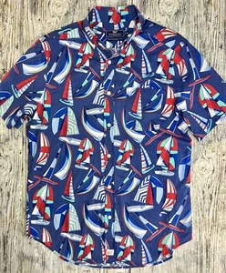 Vineyard Vines Herren Kurzarm klassische Passform Murray Segelboote Baumwolle Hemd - M - Bild 1 von 10