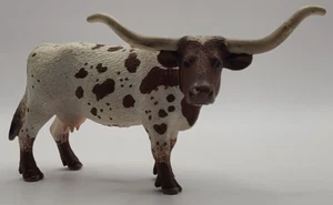 Estatuilla de juguete de plástico Schleich 2010 Texas Longhorn Cow 13685 retirada - Imagen 1 de 5