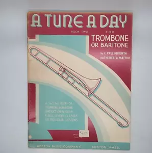 A Tune A Day Book Two For Trombone Or Baritone Vintage Sheet Music Book - Picture 1 of 5
