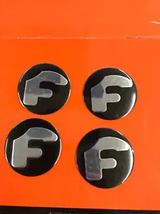 Forgiato center cap logo decal emblem sticker black with crome F - Picture 1 of 5