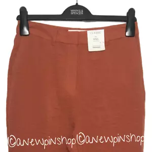 M&S Damenhose Terrakotta Seersucker Look konisches Bein brandneu mit Etikett Marken klassisch - Bild 1 von 6