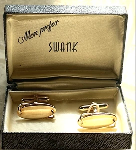 1970's Men prefer SWANK Cufflinks Gold Tone - Picture 1 of 9