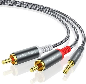 RCA to 3.5mm AUX Cable, (6.6 Feet) 3.5 mm 1/8 to RCA 2-Male Headphone Jack Adapt - Picture 1 of 6