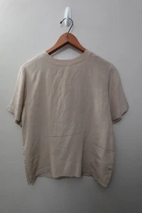 Vintage Anna & Frank Women's Beige Silk Blouse Size S Short Sleeve Minimalist - Picture 1 of 10