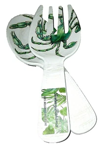TOMMY BAHAMA Melamine Salad Serving Fork And Spoon 2 Pc.Set CRAB - Picture 1 of 1