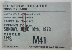 FAUST In Concert 1973 Ticket Stub Rainbow Theatre Finsbury Park UK - Picture 1 of 1