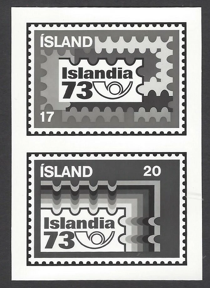 Islandia #458-59 1973 Islandia ’73 exposición filatélica prueba fotográfica compuesta Foto 1 de 1