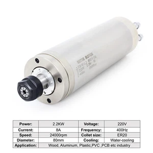 2.2KW 220V CNC Water Cooled Spindle Motor ER20 24000RPM 80x246mm Metal Engraving - Picture 1 of 8