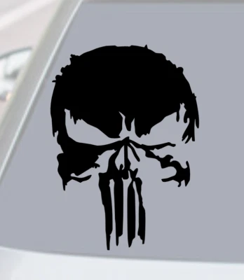 THE PUNISHER SKULL DISTRESSED VINYL DECAL STICKER CAR TRUCK REAR WINDOW BUMPER - Image 1 of 4