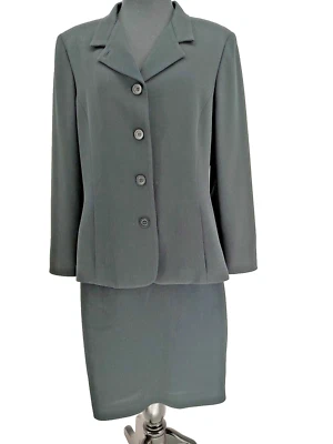 Garfield & Marks Mujer Traje Negro Cinturón Espalda Chaqueta Talla 12 Falda Talla 14 Forrada Foto 1 de 4