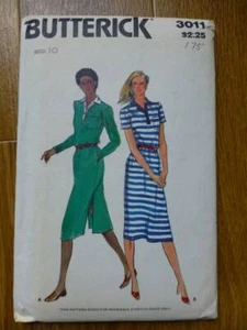 Vintage Butterick 3011 Misses' Kleid für Strick 321/2" Brustumfang Gr. 10 Schnittmuster - ungeschnitten - Bild 1 von 2