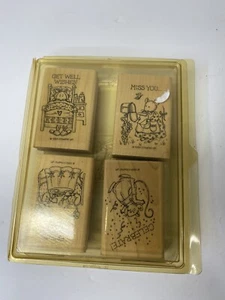 Stampin' Up Mäuse Botschaften 4er Set Briefmarken Rentner 1999 Celebrate Love Friends - Bild 1 von 5