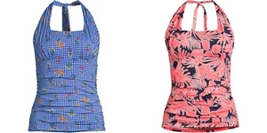 LANDS END Plus 18W, 24W, 26W Chlorine Resist Square Neck Halter Tankini Swim Top - Picture 1 of 15