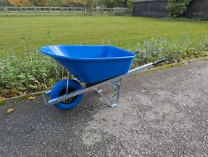 160L WHEELBARROW Stable Garden Single Wheel Barrow Large 160 Litre Blue Big - Picture 1 of 9