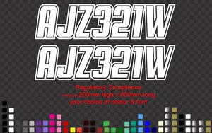 2x Boat Rego Stickers Registration Decal Marine Cast Vinyl 800 x 200mm 20cm high - Picture 1 of 1