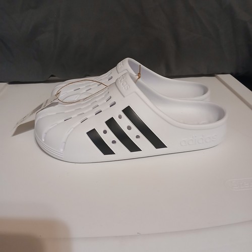 Adidas Unisex Adilette Clog Slide Sandalo Uomo 8 Donna 9 Bianco e Nero NUOVO