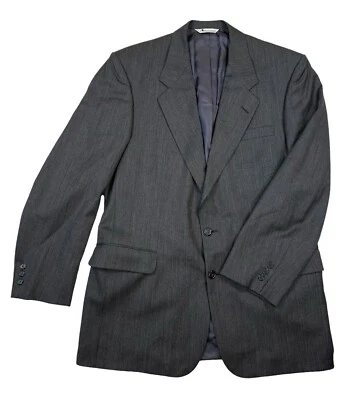 Blazer masculino Aquascutum Of London lã cinza carvão 2 botões 44 L ventilado único - Imagem 1 de 4