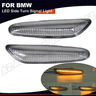 2pcs Dynamic LED Side Marker Signal Light Clear For BMW E90 E91 E92 E60 E61 E82 - Image 1 of 4