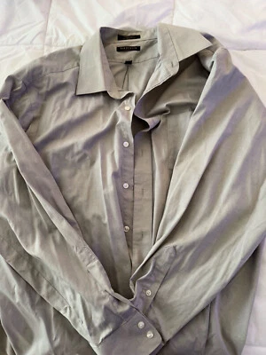 Camisa de vestir lisa Van Heusen 18,5 37/36 abotonada 100 % algodón pinpoint Oxford. Foto 1 de 2