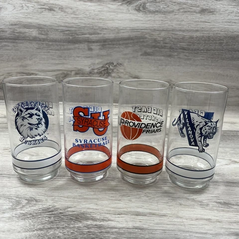 VINTAGE NCAA Big East Basketball 4pc Glasses UCONN PC SYRACUSE VILLANOVA GETTY Cover