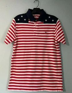 Camisa Polos Pequeña Vineyard Vines Roja Blanca Azul Marino Estrellas Rayas Logo - Imagen 1 de 4