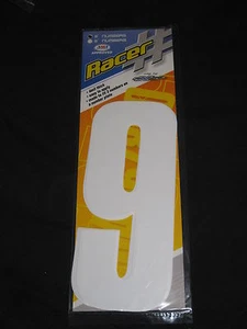 N-Style 8" RACER Racing Numbers "9" 4 Mil BMX MOTORCROSS GO KART 3 Pack WHITE - Picture 1 of 1