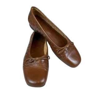 Bass Woven Leather Women's 7.5 M Brown Low Flat Slip-On Ballerina Shoes 2711 - Picture 1 of 15