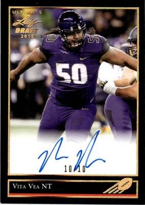 2018 Leaf Ultimate Draft 1992 Black Gold Vita Vea Auto RC 10/10 Huskies #BG-VV1 - Image 1 of 2