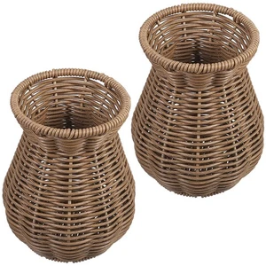 2 Pcs Imitation Rattan Vase Hand Woven Flower Basket Hand-woven Made - Picture 1 of 19