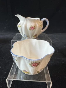 Shelley Rose Pansy forget me not open sugar and creamer set bone china england - Picture 1 of 9